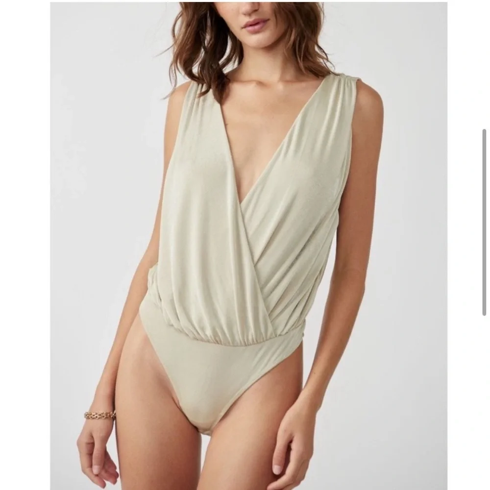 BOGO Free people NIGHT OWL BODYSUIT IN MORNING OAT - Picture 2 of 5